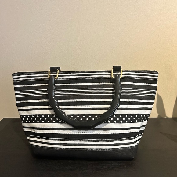 Black and White Striped Tianni Bag - Picture 1 of 7